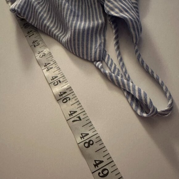 Sienna Sky Womens Tie Front Jumpsuit Blue and White Pinstripe Size Medium - Picture 13 of 14